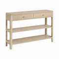 Consolle da ingresso in quercia naturale rettangolare con 2 cassetti e 2 ripiani 120 x 40 x 85 cm