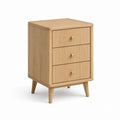 Comodino 3 cassetti rovere chiaro in MDF impiallacciato rettangolare 45 x 35 x 60 cm