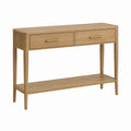 Consolle da ingresso con 2 cassetti e ripiano in rovere naturale 120 x 35 x 80 cm