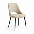 Sedia da pranzo beige in pelle PU con gambe in acciaio nero 52 x 60 x 84 cm