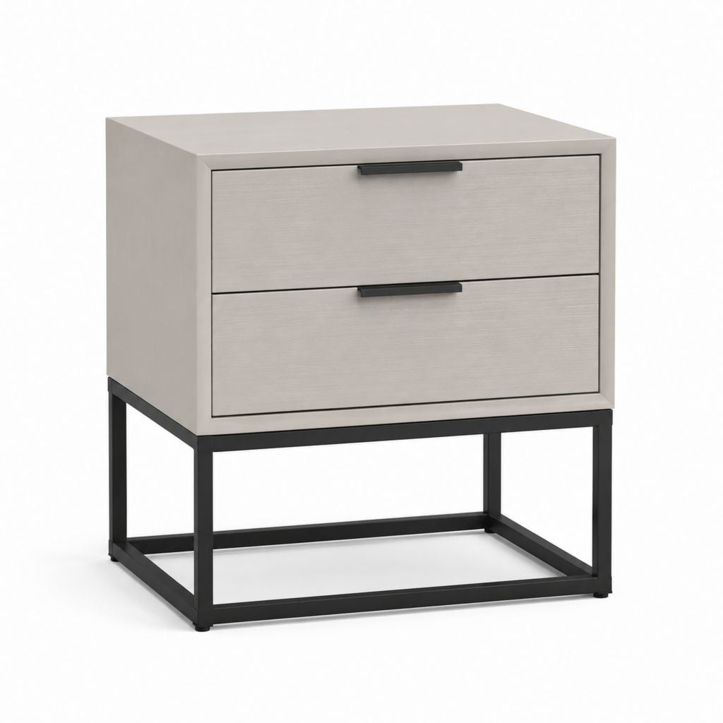 Comodino con 2 cassetti grigio chiaro in MDF e acciaio 50 x 40 x 60 cm