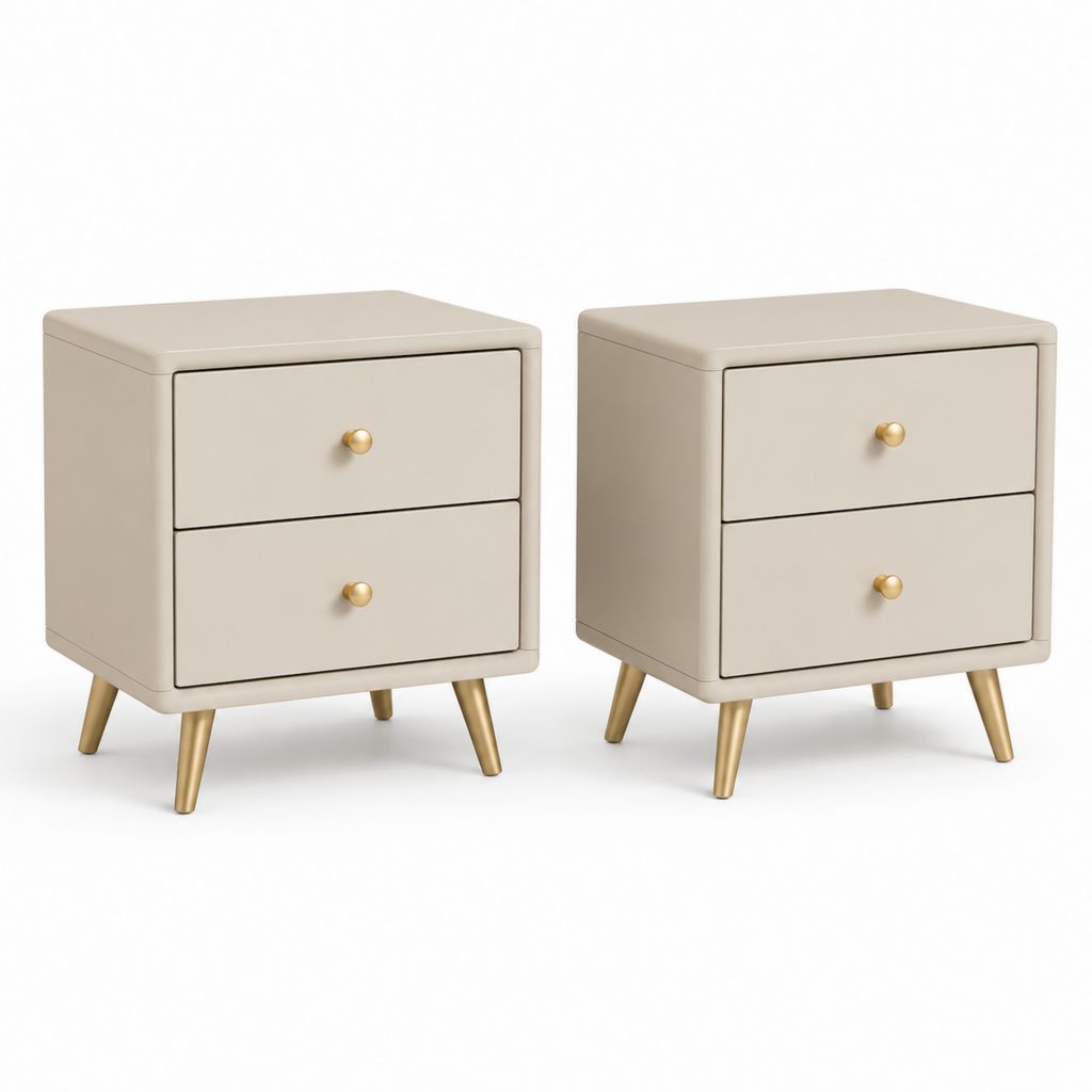 Set di 2 comodini beige in MDF con 2 cassetti 40 x 35 x 55 cm