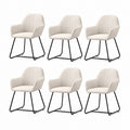 Set di 6 sedie da pranzo beige in poliestere con gambe a slitta in acciaio 56 x 59 x 84 cm