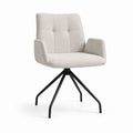 Sedia da pranzo con braccioli beige in poliestere bouclé e acciaio 58 x 61 x 87 cm