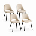 Set di 4 sedie da pranzo beige in similpelle PU con schienale curvo 48 x 55 x 82 cm