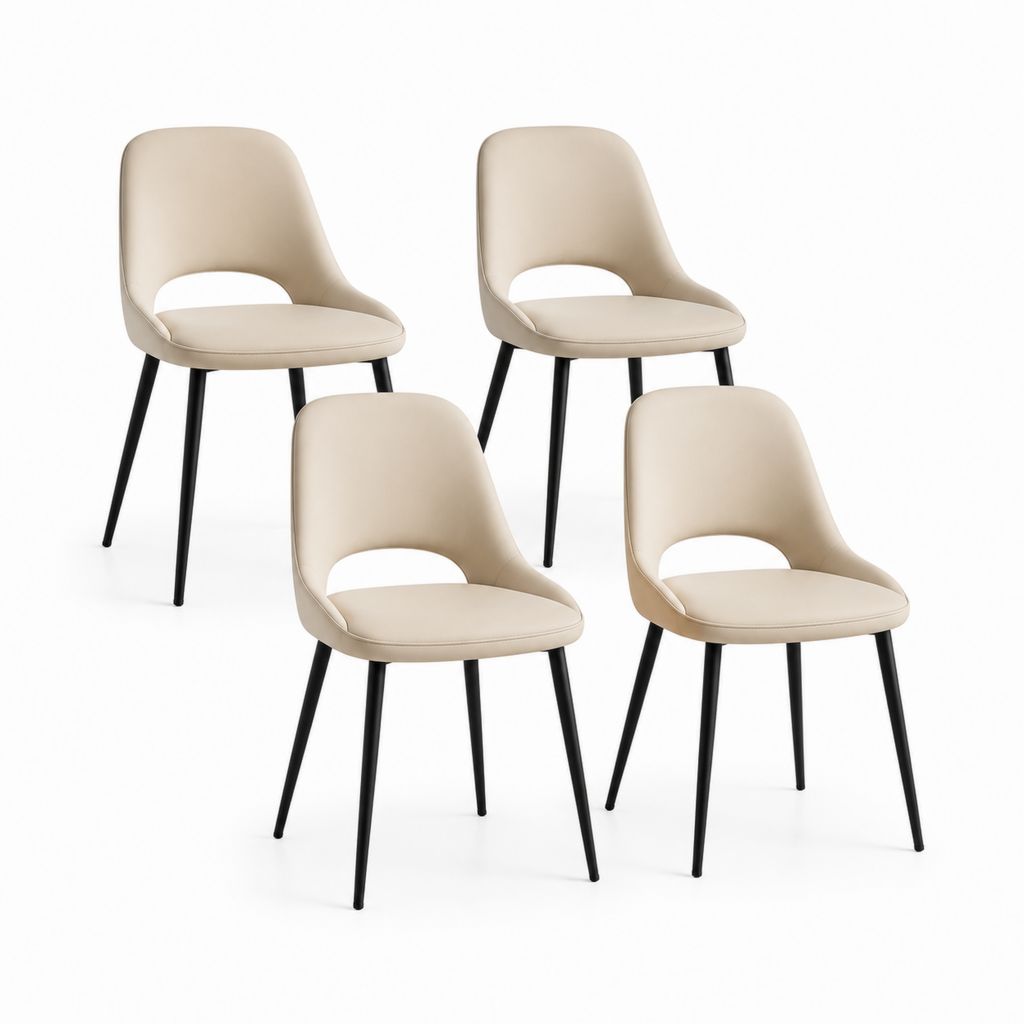 Set di 4 sedie da pranzo beige in similpelle PU con schienale curvo 48 x 55 x 82 cm