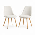 Set 2 sedie da pranzo beige in PU con gambe in faggio massello 43 x 54 x 86 cm
