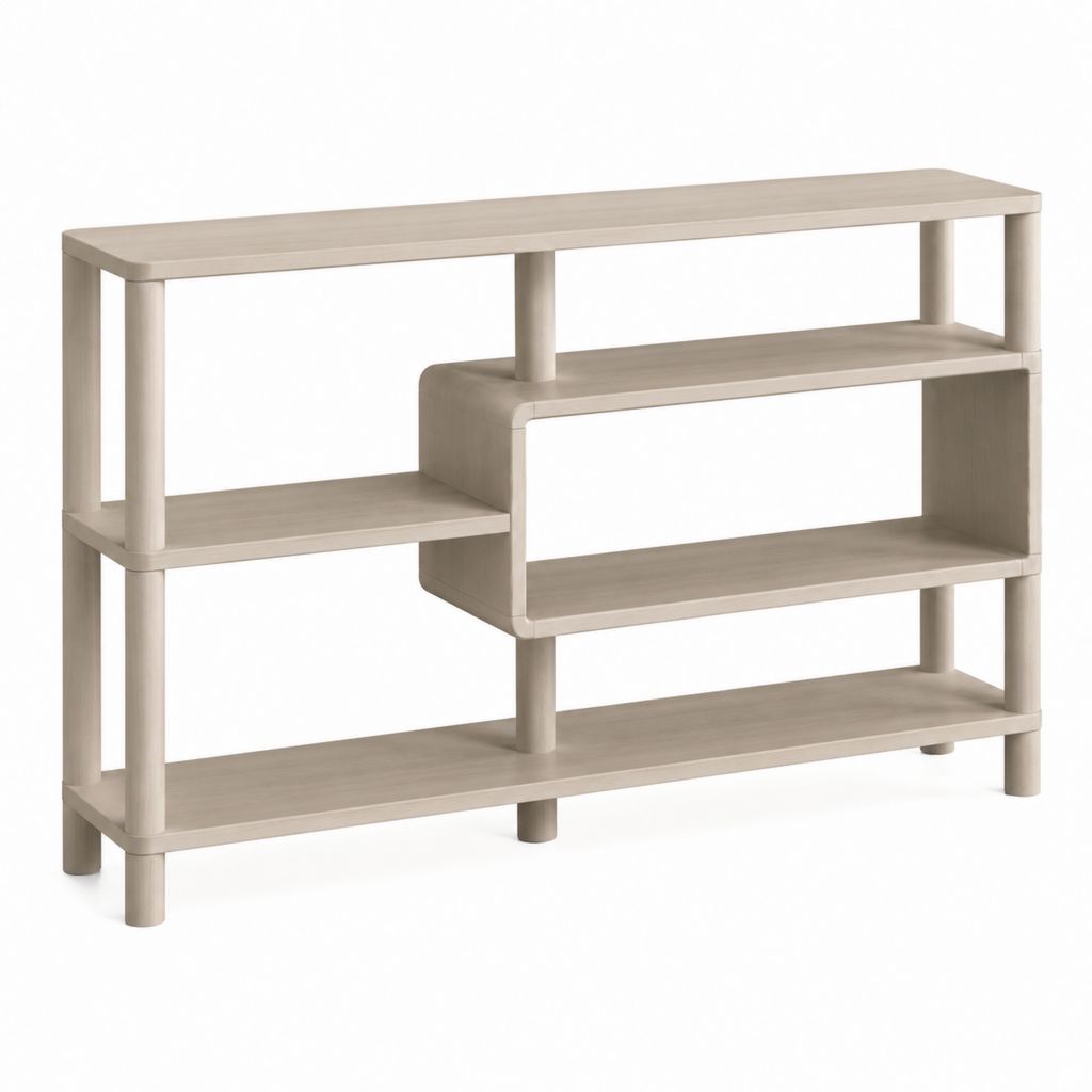 Consolle da ingresso con ripiani beige chiaro in bambù 120 x 30 x 85 cm