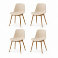 Set di 4 sedie da pranzo beige in polipropilene e legno massello di faggio 46 x 52 x 82 cm