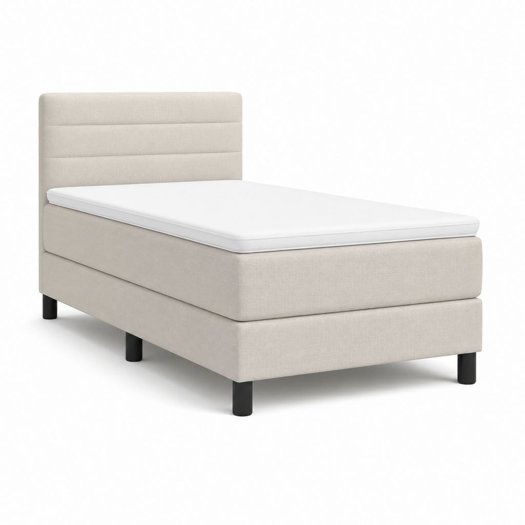 Letto singolo a molle beige in poliestere rettangolare 90 x 200 cm