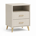 Comodino rettangolare bianco in pannelli MDF 50 x 40 x 65 cm con 2 cassetti e vano aperto