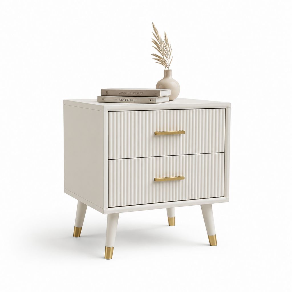 Comodino a 2 cassetti bianco in MDF rettangolare 60 x 40 x 60 cm