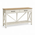 Consolle da ingresso rettangolare bianca in MDF con piano effetto rovere 120 x 40 x 80 cm