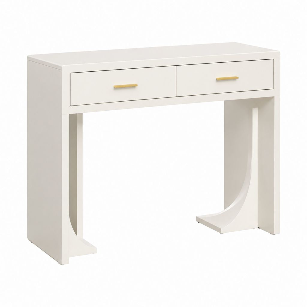 Consolle da ingresso con 2 cassetti bianca in MDF rettangolare 100 x 40 x 75 cm