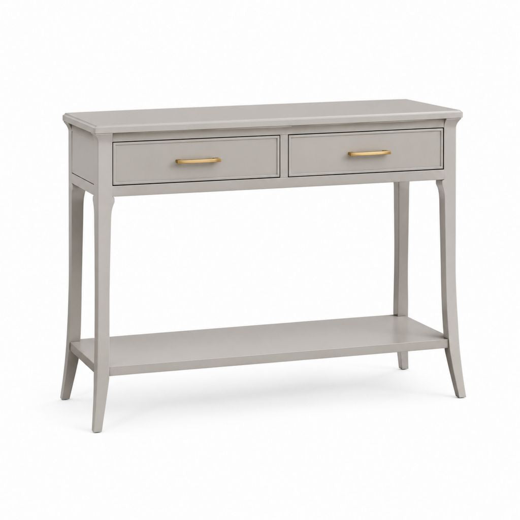 Consolle da ingresso con 2 cassetti grigio tortora in MDF rettangolare 120 x 40 x 80 cm