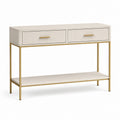 Consolle da ingresso bianco crema con 2 cassetti struttura in acciaio dorato 120 x 35 x 80 cm